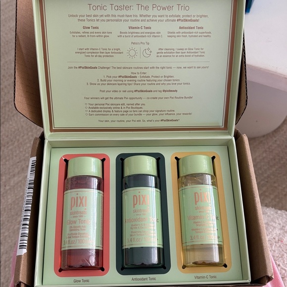 3x Pixi Skintreats Tonic Collection - Pink, Green, Orange - Picture 2 of 2